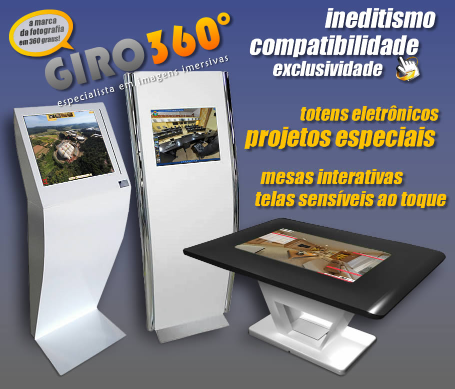 Totens, mesas, telas e molduras interativas sensveis ao toque