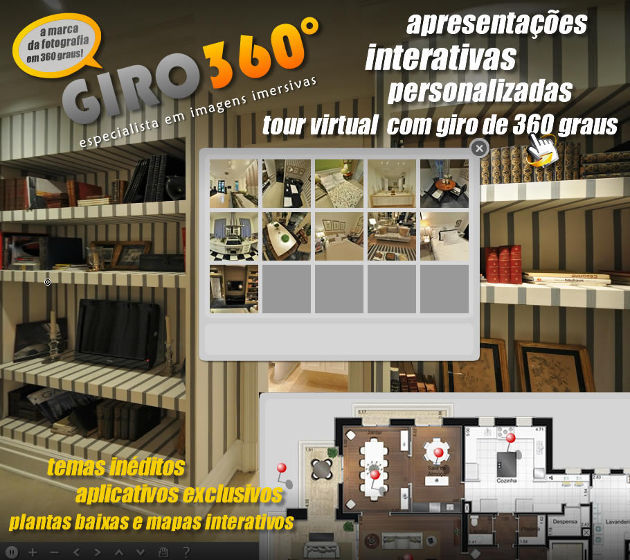 Tour virtual interativo com giro de 360 graus